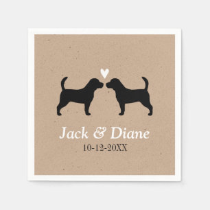 Beagles Hochzeitspaar mit individuellem Text Serviette