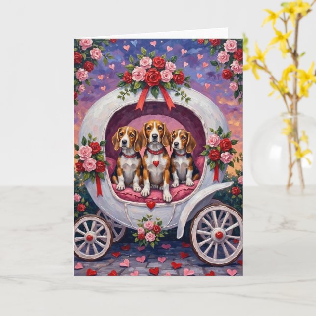 Beagles Hund Valentinstag  Karte (Gelbe Blume)