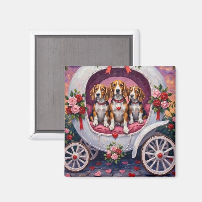 Beagles Hund Valentinstag  Magnet (Vorderseite/Rückseite)