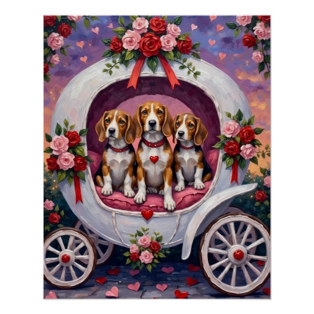 Beagles Hund Valentinstag  Poster (Vorderseite)