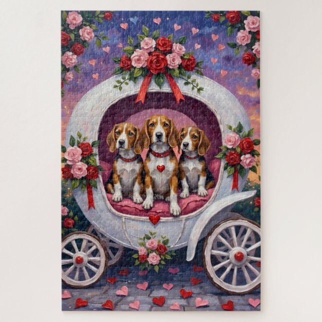 Beagles Hund Valentinstag  Puzzle (Vertikal)