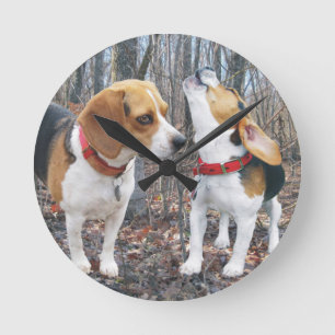 Beagles in der Holzuhr Runde Wanduhr