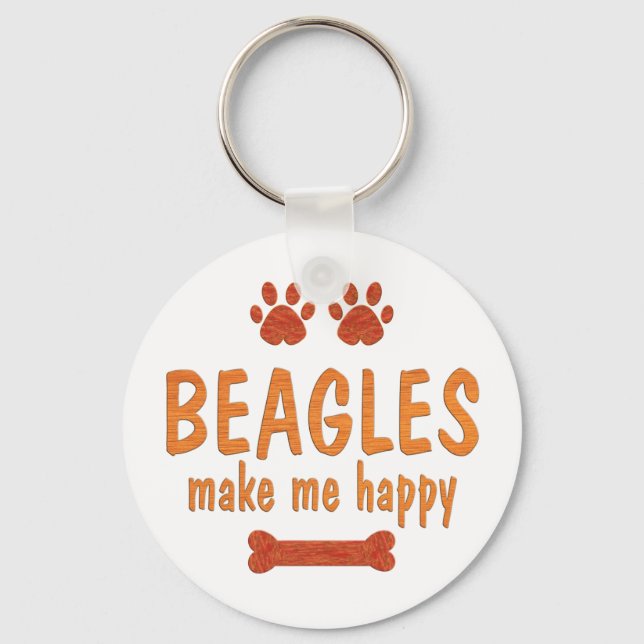 Beagles machen mich glücklich schlüsselanhänger (Vorderseite)