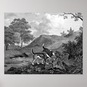 Beagles Vintage Kunst in Schwarz und Weiß Poster