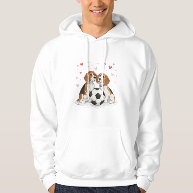 Beagles  with soccer ball for Valentine's Day Hoodie (Vorderseite)
