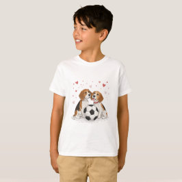 Beagles  with soccer ball for Valentine's Day T-Shirt