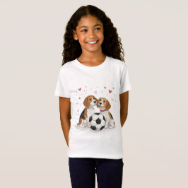 Beagles  with soccer ball for Valentine's Day T-Shirt