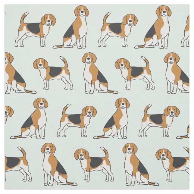 Beagles zu Aqua Fabric Stoff (Muster)