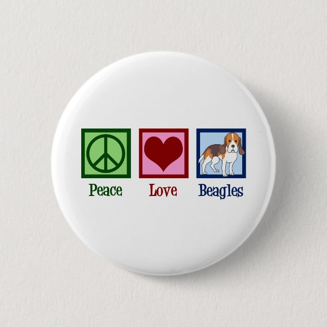 Beagles zur Liebe des niedlichen Friedens Button (Vorderseite)