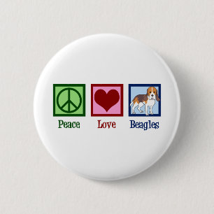 Beagles zur Liebe des niedlichen Friedens Button