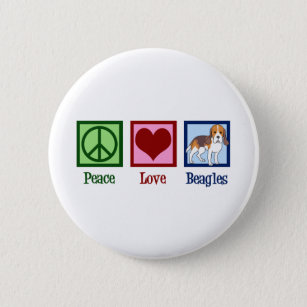 Beagles zur Liebe des niedlichen Friedens Button