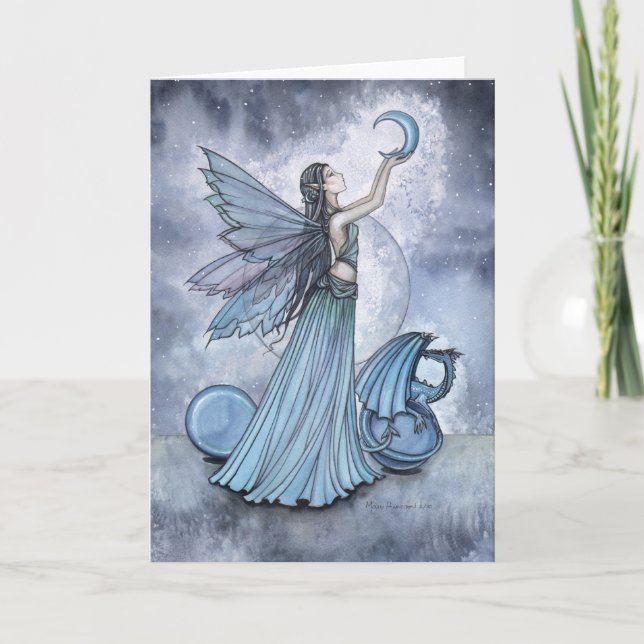 Beaituful Blue Fairy Dragon Card von Molly Harriso Karte (Vorderseite)