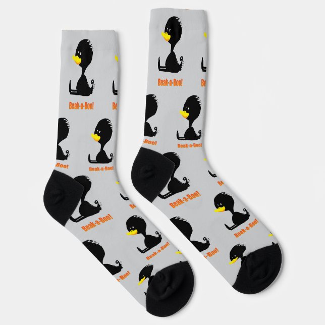 Beak-a-Boo! Niedlicher Cartoon Duck mit Funny Puck Socken (Rechts)