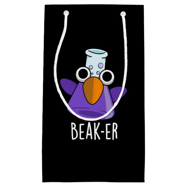 Beak-er Funny Chemistry Pun Dark BG Kleine Geschenktüte (Vorderseite)