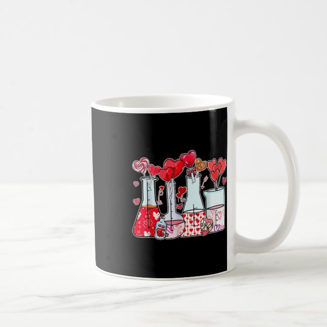 Beaker Test Tube Heart Laboratory Valentines Scien Kaffeetasse (Rechts)