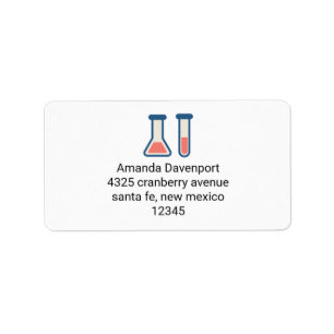 Beaker & Test Tube Science Theme Adressaufkleber