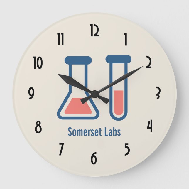 Beaker & Test Tube Science Theme Große Wanduhr (Vorderseite)