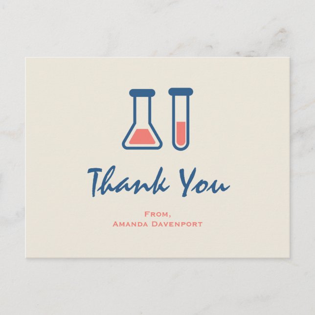 Beaker & Test Tube Science Theme Vielen Dank Postkarte (Vorderseite)
