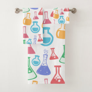 Beakers and Flask Fun Science Pattern Badhandtuch Set
