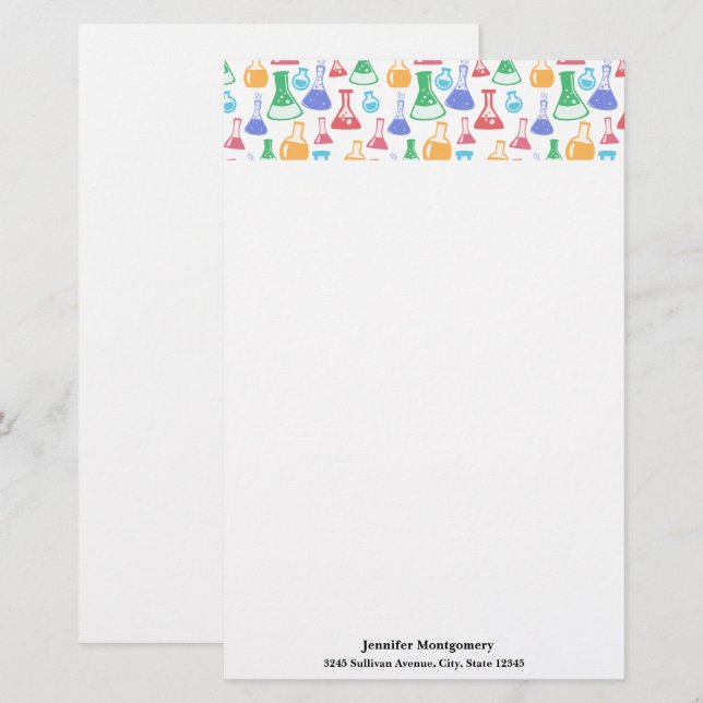 Beakers and Flask Fun Science Pattern Briefpapier (Vorne/Hinten)