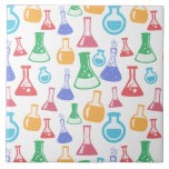 Beakers and Flask Fun Science Pattern Fliese<br><div class="desc">Keramik Kachel mit einem lustigen und bunten Muster. Wissenschaftler schauen mit Beakern und Flaschen verschiedener Formen und Größen in hellen,  fröhlichen Farben.</div>