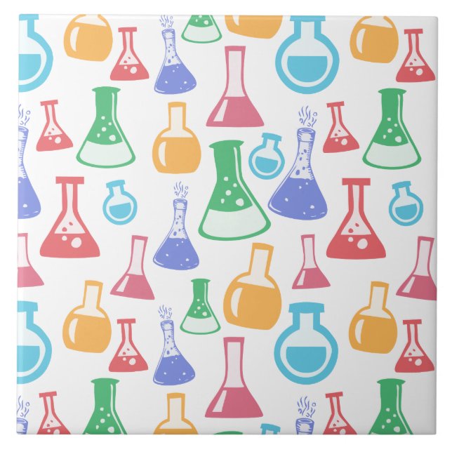 Beakers and Flask Fun Science Pattern Fliese (Vorderseite)