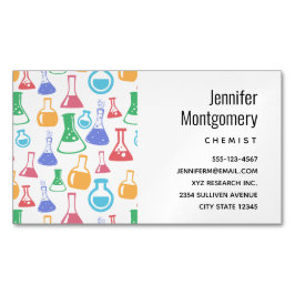 Beakers and Flask Fun Science Pattern Magnetische Visitenkarte