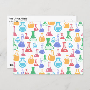 Beakers and Flask Fun Science Pattern Postkarte