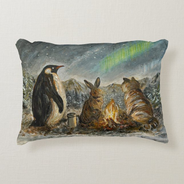 Beam Lingering Whimsical Aurora Animals Painting Dekokissen (Vorderseite)