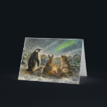 Beam Lingering Whimsical Aurora Animals Painting Karte<br><div class="desc">This greeting card features a penguin,  rabbit,  and dog sharing a cozy campfire under the glowing northern lights. The warm,  whimsical scene is perfect for birthday wishes,  thank you notes,  or thinking-of-you messages. A sweet card for animal lovers and fans of nature scenes.</div>