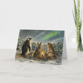 Beam Lingering Whimsical Aurora Animals Painting Karte