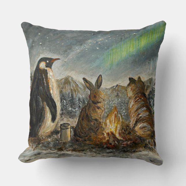 Beam Lingering Whimsical Aurora Animals Painting Kissen (Vorderseite)
