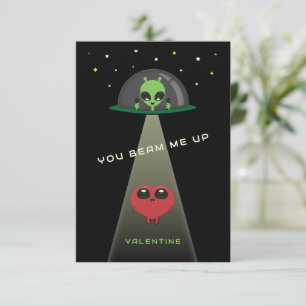 Beam Me Up UFO Kinder Valentinstagskarte Schwarz Dankeskarte