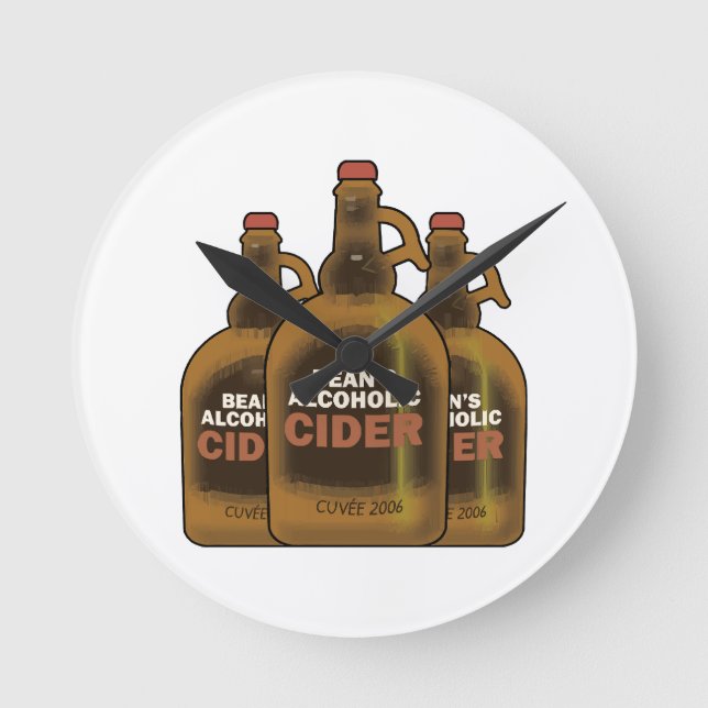 Bean Cider Runde Wanduhr (Vorderseite)