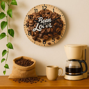 Bean Lover Kaffeebohnen Große Wanduhr