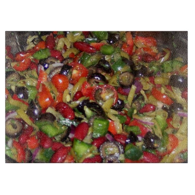 Bean Salad Food Vegetables Fotografie Schneidebrett (Vorderseite)