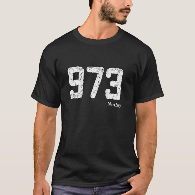 Beängstigend 973 Area Code Nutley, New Jersey T-Shirt (Vorderseite)