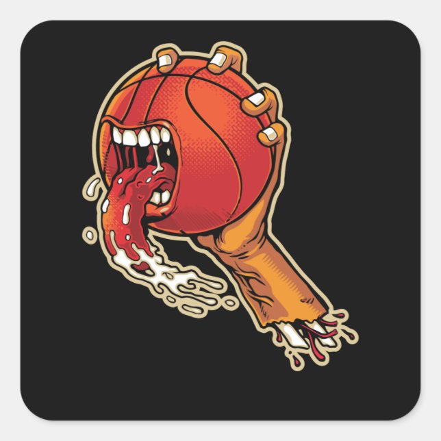 Beängstigend Basketball Quadratischer Aufkleber (Vorderseite)