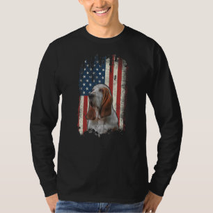 Beängstigend Basset Hound American Flag Patriotic T-Shirt
