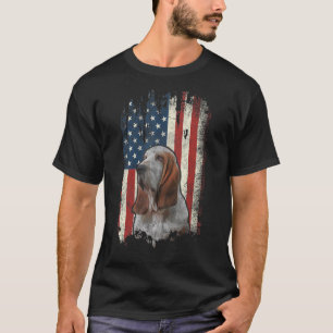 Beängstigend Basset Hound American Flag Patriotic  T-Shirt
