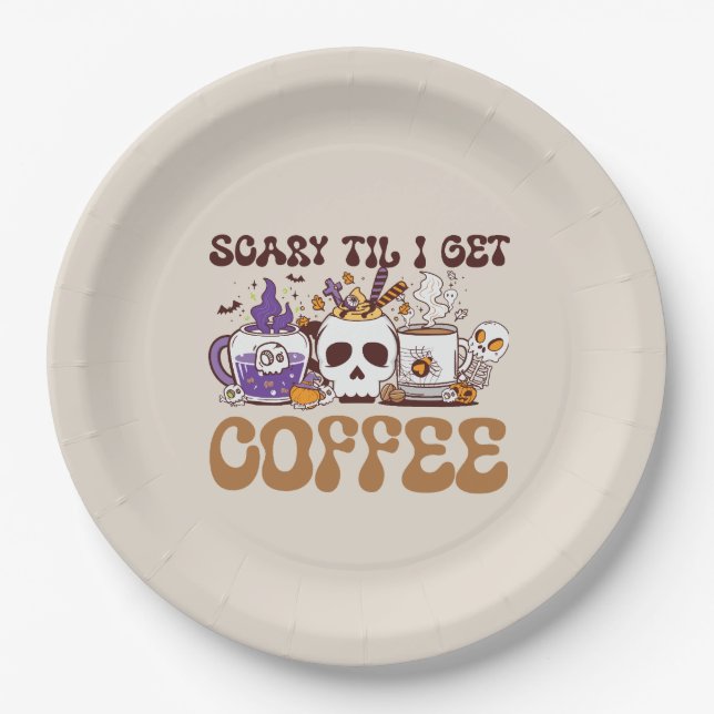 Beängstigend, bis ich Kaffee bekomme Pappteller (Vorderseite)