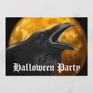 Beängstigend Black Raven Full Moon Halloween-Party Einladung