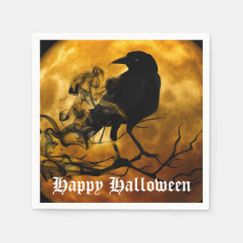 Beängstigend Black Raven Full Moon Halloween-Party Serviette