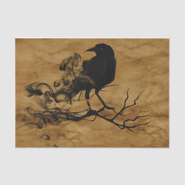 Beängstigend Black Raven Halloween Seidenpapier (Vorderseite)