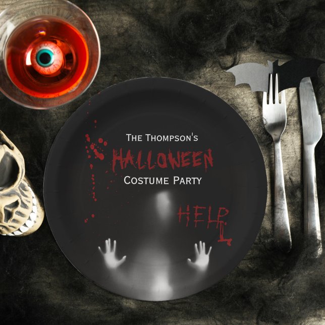 Beängstigend Bloody Halloween Costume Party Black Pappteller (Von Creator hochgeladen)