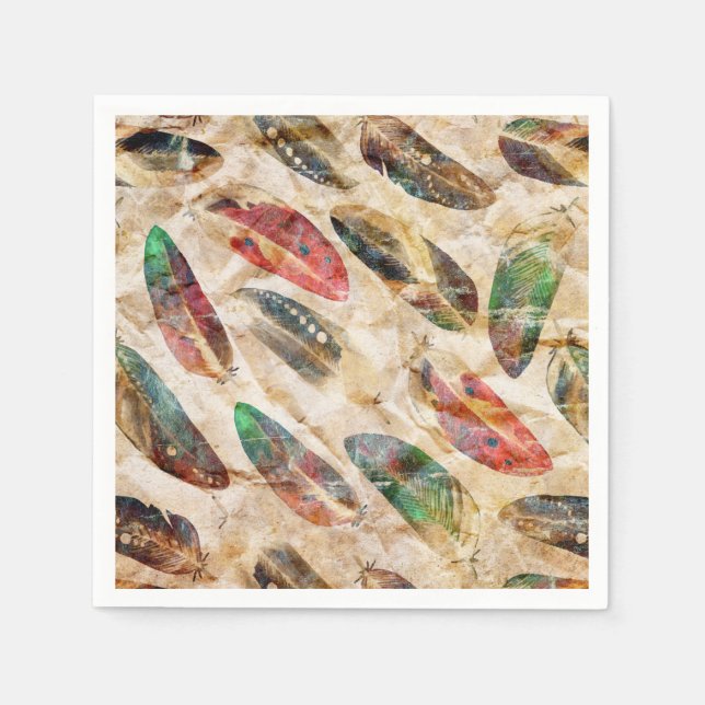 Beängstigend Boho Feathers Pattern Serviette (Vorderseite)