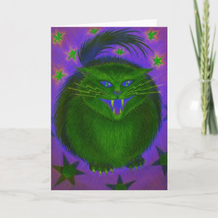 Beängstigend Cat Green Grüße-Grüße-Karte Karte