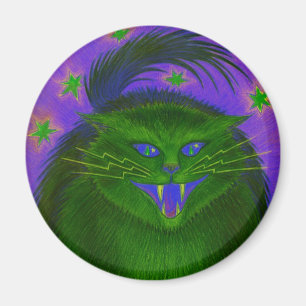 Beängstigend Cat Green Kühlschrankmagnet Magnet
