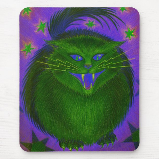 Beängstigend Cat Green Mousepad (Vorne)