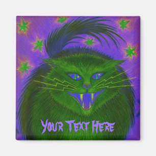 Beängstigend Cat Green "Your Text" Kühlschrankmagn Magnet
